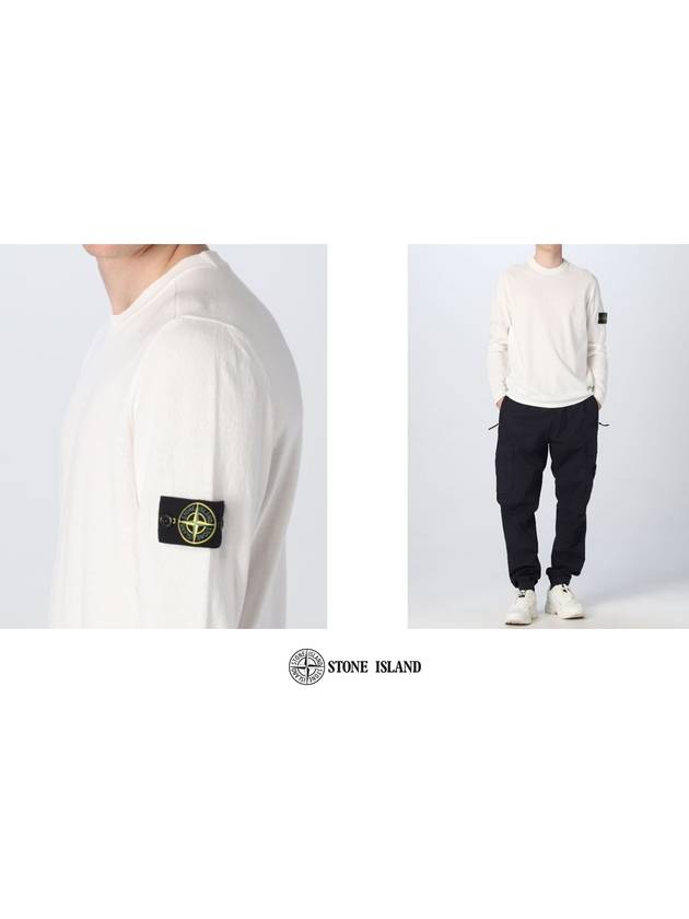 Wappen Patch Crew Neck Cotton Knit Top White - STONE ISLAND - BALAAN 6