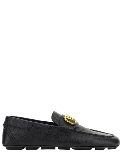 V Logo Leather Loafers Black - VALENTINO - BALAAN 2