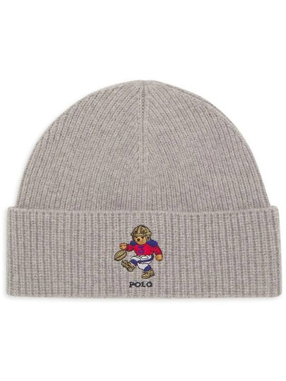 Bear Merino Wool Beanie Grey - POLO RALPH LAUREN - BALAAN 2