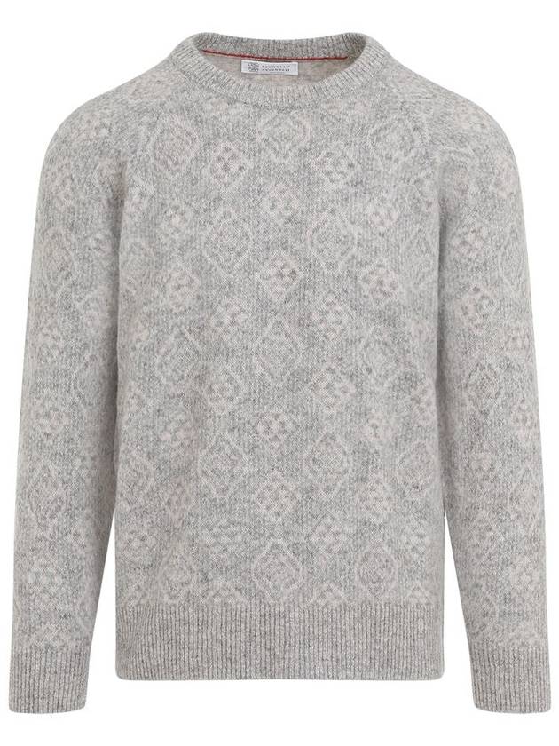 Geometric Jacquard Alpaca Knit Top Grey - BRUNELLO CUCINELLI - BALAAN 2