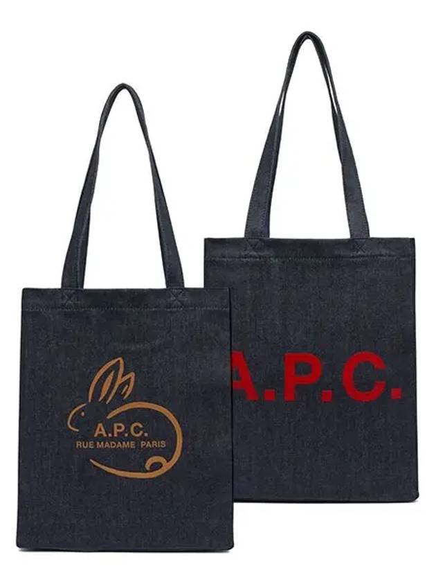 Bunny Logo Denim Tote Bag Dark Navy - A.P.C. - BALAAN 5