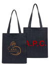 Bunny Logo Denim Tote Bag Dark Navy - A.P.C. - BALAAN 3