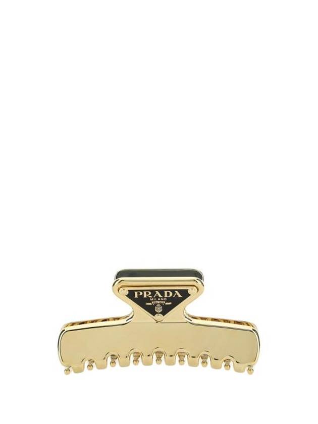 Women's Logo Metal Hair Clip Gold - PRADA - BALAAN 3