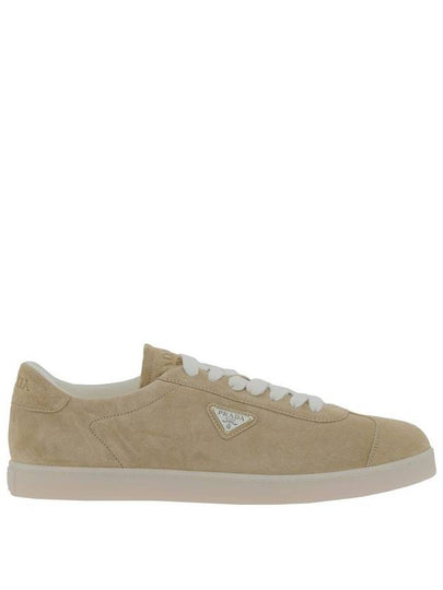 Lane Suede Low Top Sneakers Beige Tan - PRADA - BALAAN 2