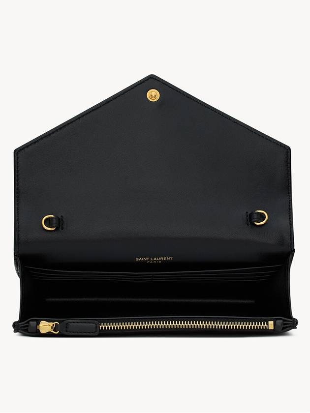 Cassandre Envelope Chain Leather Long Wallet Black - SAINT LAURENT - BALAAN 5