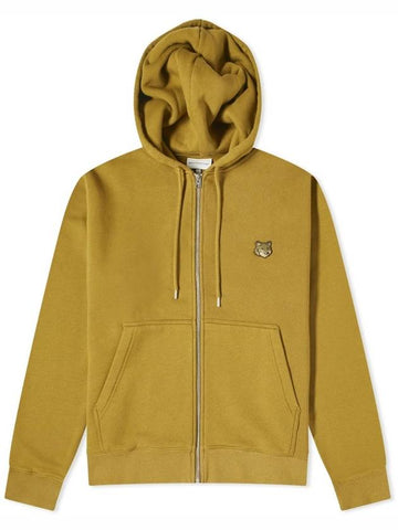 Bold Fox Head Patch Cotton Hooded Zip-Up Khaki - MAISON KITSUNE - BALAAN 1