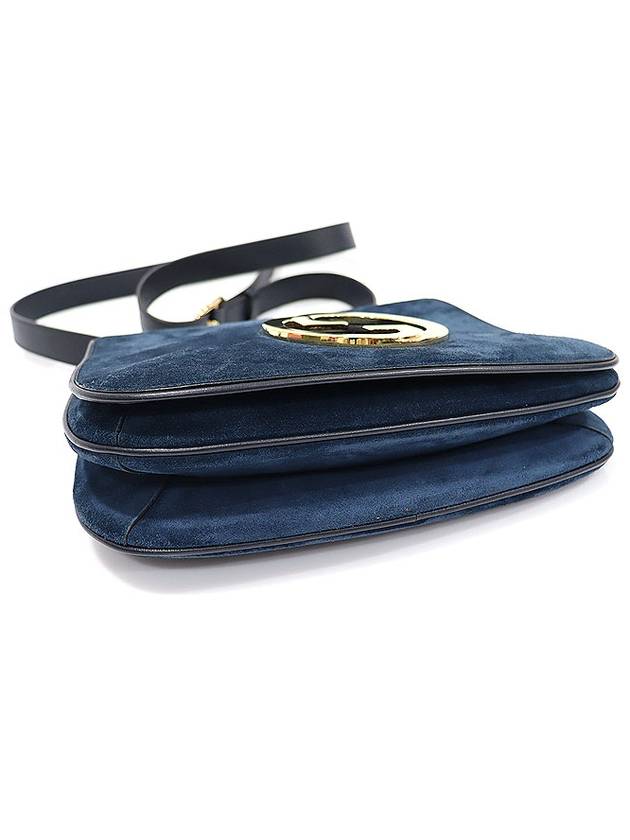 699210 Navy Suede Round Interlocking G Blondie Top Handle Medium 2WAY - GUCCI - BALAAN 5