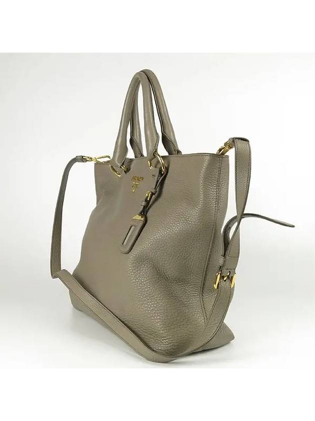 BN1713 Gray color Vitello Dino gold logo tote bag shoulder strap 2WAY - PRADA - BALAAN 3