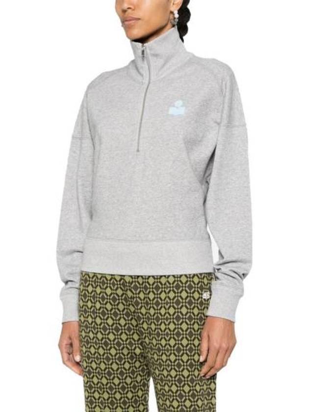 Ross Stand-Up Collar Short Cotton Sweatshirt Grey Ice Blue - ISABEL MARANT - BALAAN 4