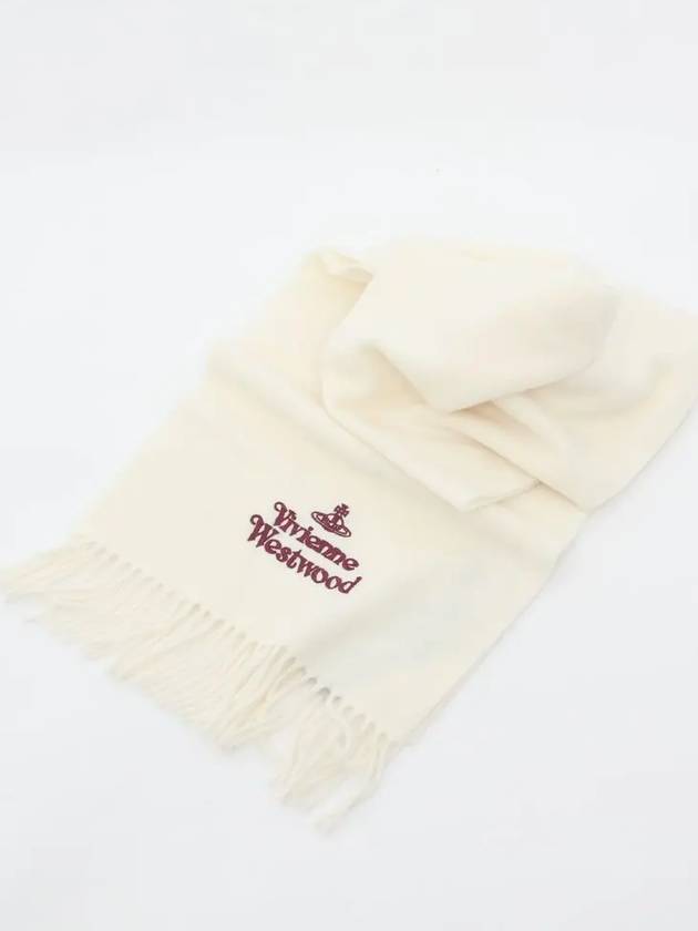 Logo Wool Fringe Muffler White - VIVIENNE WESTWOOD - BALAAN 3