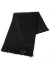 Signature Embroidered Logo Wool Muffler Black - A.P.C. - BALAAN 3