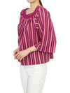 Women's Lace Collar Striped Cotton Blouse Pink - VANESSA BRUNO - BALAAN 6