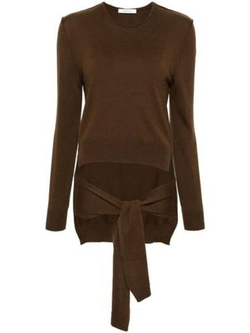 Trompe L'oeil Crew Neck Knit Top Brown - LEMAIRE - BALAAN 1