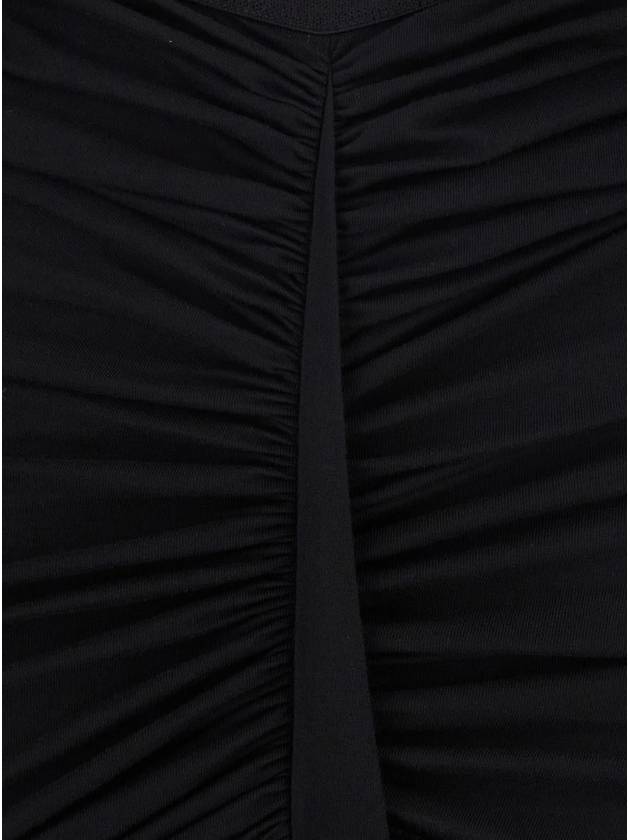 'Edfu' Black Long Skirt With Drapes And Front Slit In Tech Fabric Woman - RICK OWENS - BALAAN 3