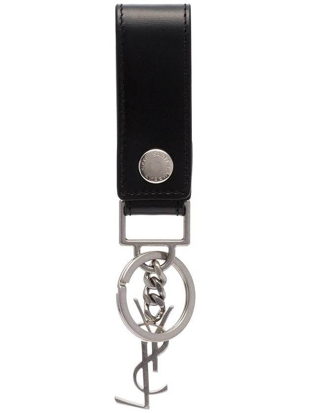 Monogram Leather Key Holder Black Silver - SAINT LAURENT - BALAAN 3