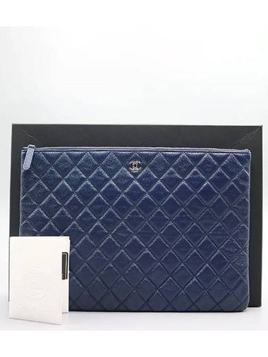 A82552 Navy Caviar Classic Large CC Silver Logo Clutch - CHANEL - BALAAN 1