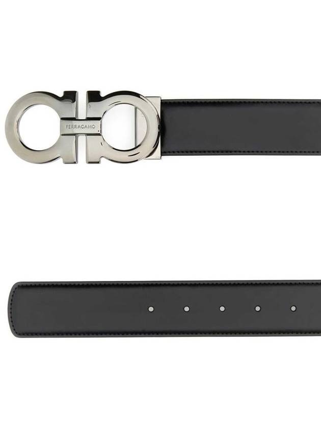 Gancini Reversible Leather Belt Navy Black - SALVATORE FERRAGAMO - BALAAN 3