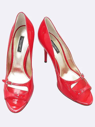 7592 Red color enamel open toe pumps women s shoes 245MM - DOLCE&GABBANA - BALAAN 2