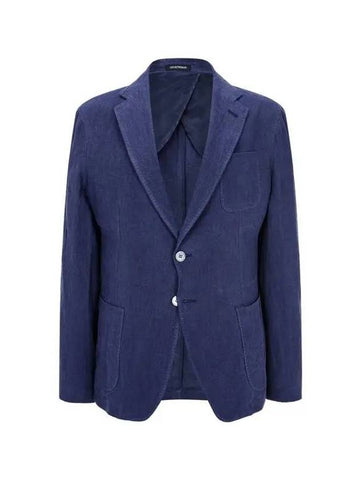 Men s no cheat lapel linen single jacket navy 271247 - EMPORIO ARMANI - BALAAN 1