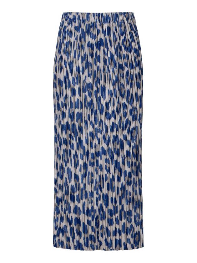 Women s Leopard H Line Pleated Skirt Blue - MONPLISSE - BALAAN 1