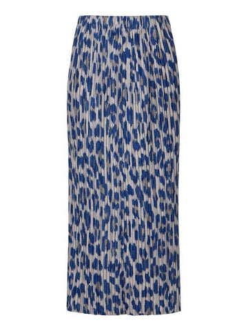 Women s Leopard H Line Pleated Skirt Blue - MONPLISSE - BALAAN 1