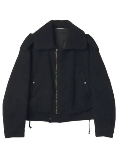 Brushed baby camel melton blouson jacket black A22AB01CSBLACK aviation jumper - AURALEE - BALAAN 1