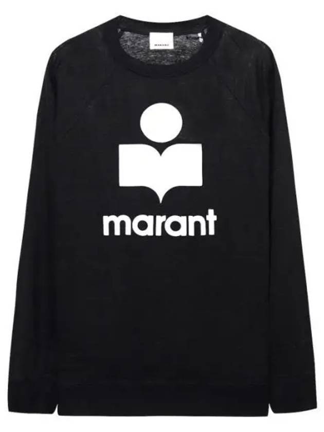 Kieffer Logo Print Linen Long Sleeve T-Shirt Black - ISABEL MARANT - BALAAN 1