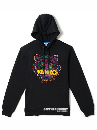 Men's Tiger Embroidery Hoodie Black - KENZO - BALAAN 2