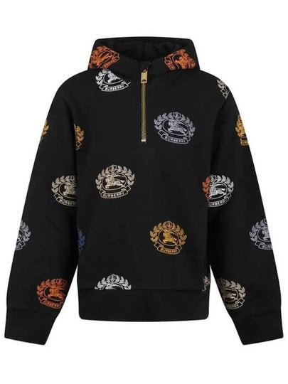 Kids All Over Logo Half Zip Up Hoodie Black - BURBERRY - BALAAN 2