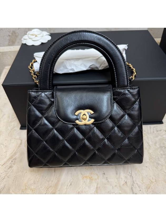 CC Logo Mini Leather Tote Bag Black - CHANEL - BALAAN 7