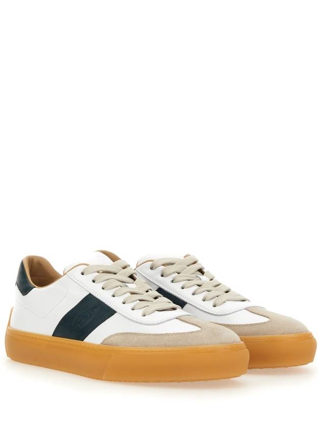 Calfskin Leather Low Top Sneakers White Green - TOD'S - BALAAN 4