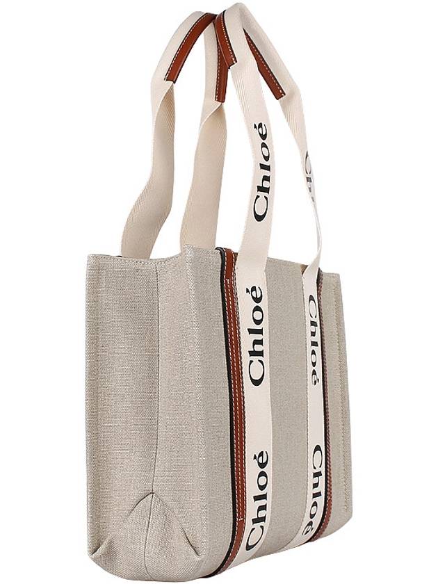 Woody Canvas Medium Tote Bag Brown - CHLOE - BALAAN 4