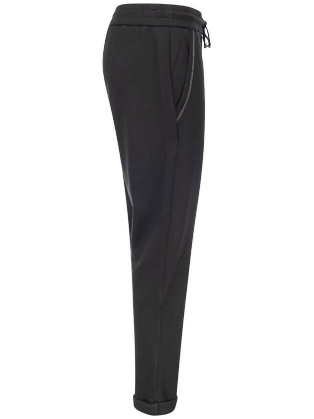 Cotton Silk Fleece Track Pants Black - BRUNELLO CUCINELLI - BALAAN 4