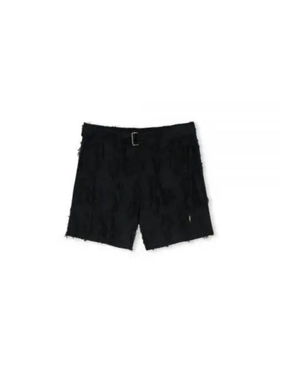 Distressed Belt Cotton Shorts Black - MSGM - BALAAN 2