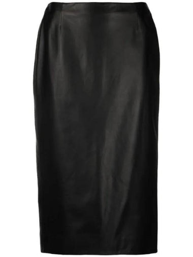 Leather midi H line skirt black - RALPH LAUREN - BALAAN 1