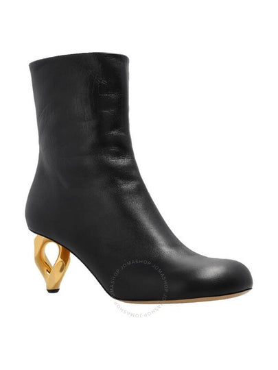 JW Anderson Black Leather Chain Heel Ankle Boots, Brand Size 37 ( US Size 7 ) - JW ANDERSON - BALAAN 2