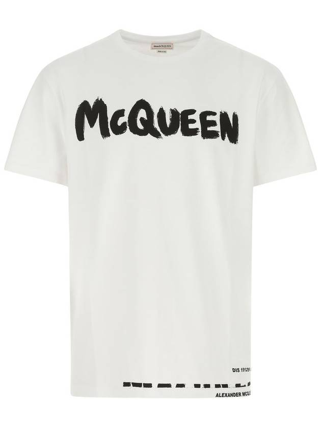 Men's Graffiti Logo Short Sleeve T-Shirt White - ALEXANDER MCQUEEN - BALAAN 2