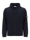 Logo Patch Drawstring Hoodie Navy - STONE ISLAND - BALAAN 2