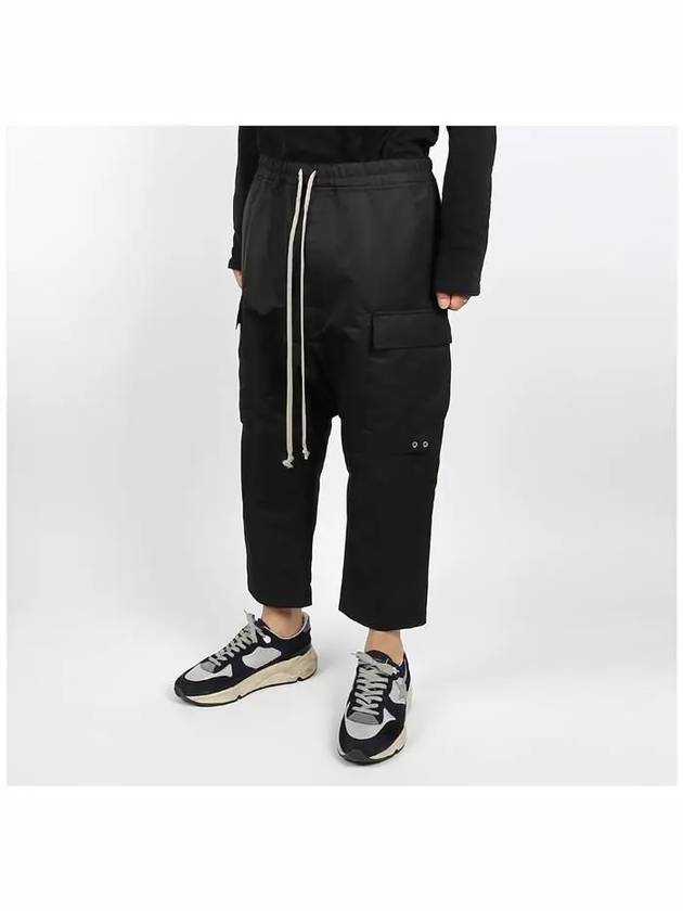 Drawstring Cropped Cargo Cotton Straight Pants Black - RICK OWENS - BALAAN 3