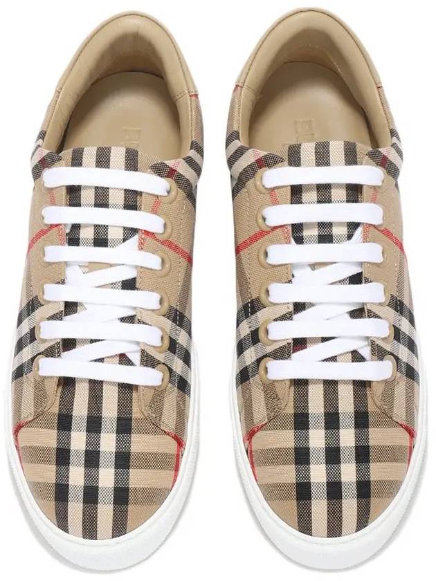 Vintage Check and Leather Sneakers Archive Beige - BURBERRY - BALAAN 4