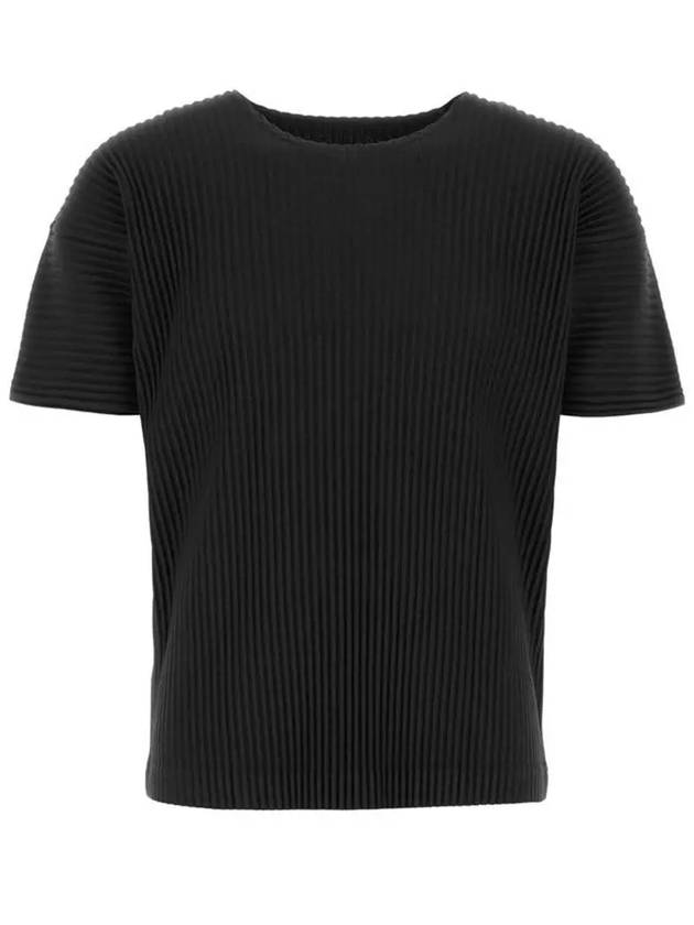 Pleated Fabric Short Sleeve T-Shirt Black - ISSEY MIYAKE - BALAAN 3