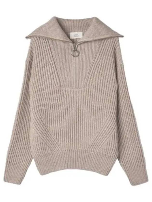 Wool turtleneck knit beige - AMI - BALAAN 1