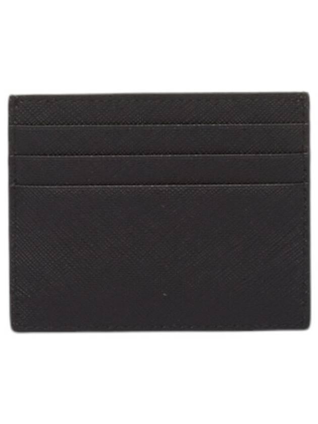 Saffiano Leather Triangle Logo Card Wallet Black Gold - PRADA - BALAAN 4