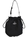 Logo Plaque Drawstring Bucket Bag Black - VIVIENNE WESTWOOD - BALAAN 3