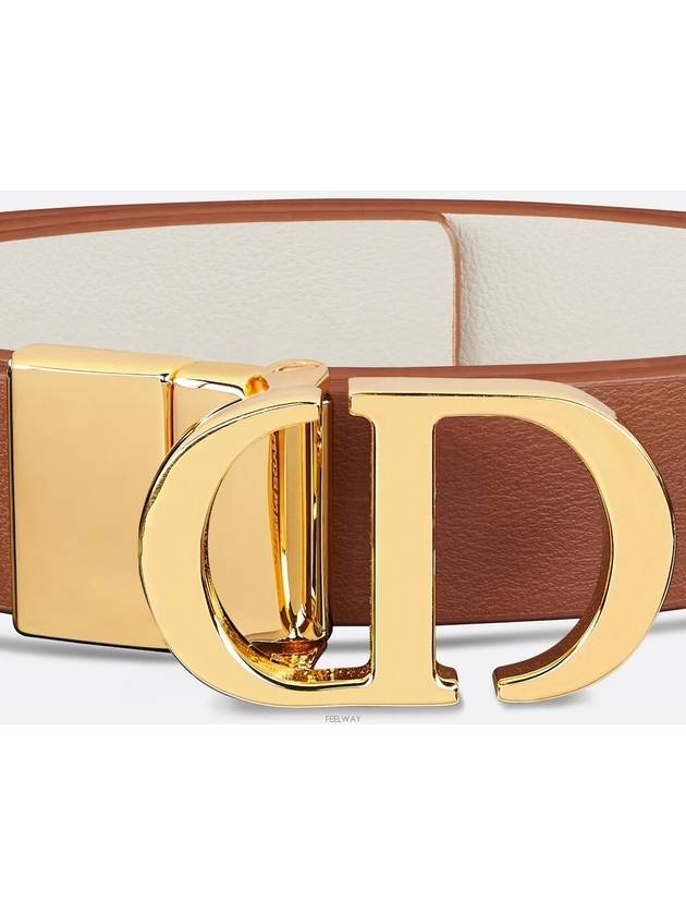 30 Montaigne Reversible Smooth Calfskin Belt Ivory Brown - DIOR - BALAAN 6