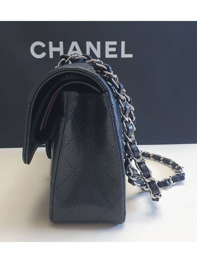 Classic Silver Metal Grained Calfskin Small Flap Shoulder Bag Black - CHANEL - BALAAN 6