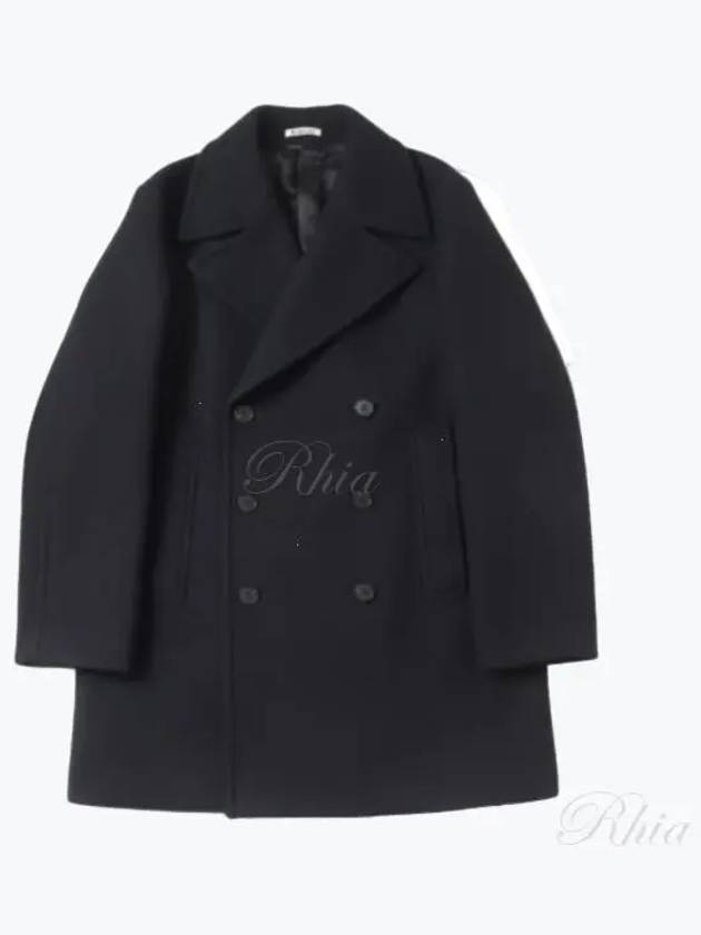 Sponge Wool Melton P Coat Dark Navy A24AC02SB - AURALEE - BALAAN 1