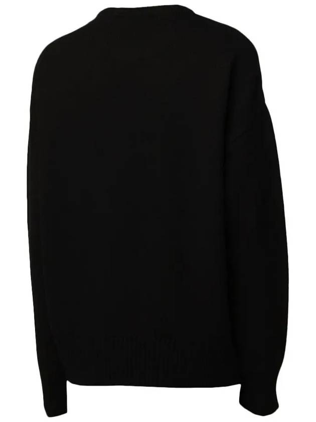 Big Heart Logo Overfit Wool Knit Top Black - AMI - BALAAN 4