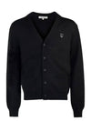 Bold Fox Head Patch Regular Cardigan Black - MAISON KITSUNE - BALAAN 2