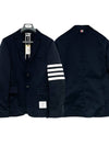 4 Bar Armband Cotton Blazer Jacket Navy - THOM BROWNE - BALAAN 2